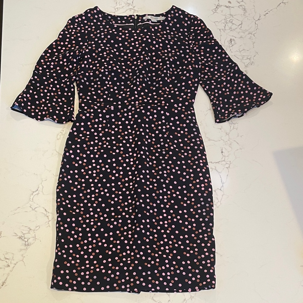 Boden Black and Pink Polka Dot Dress size 2P